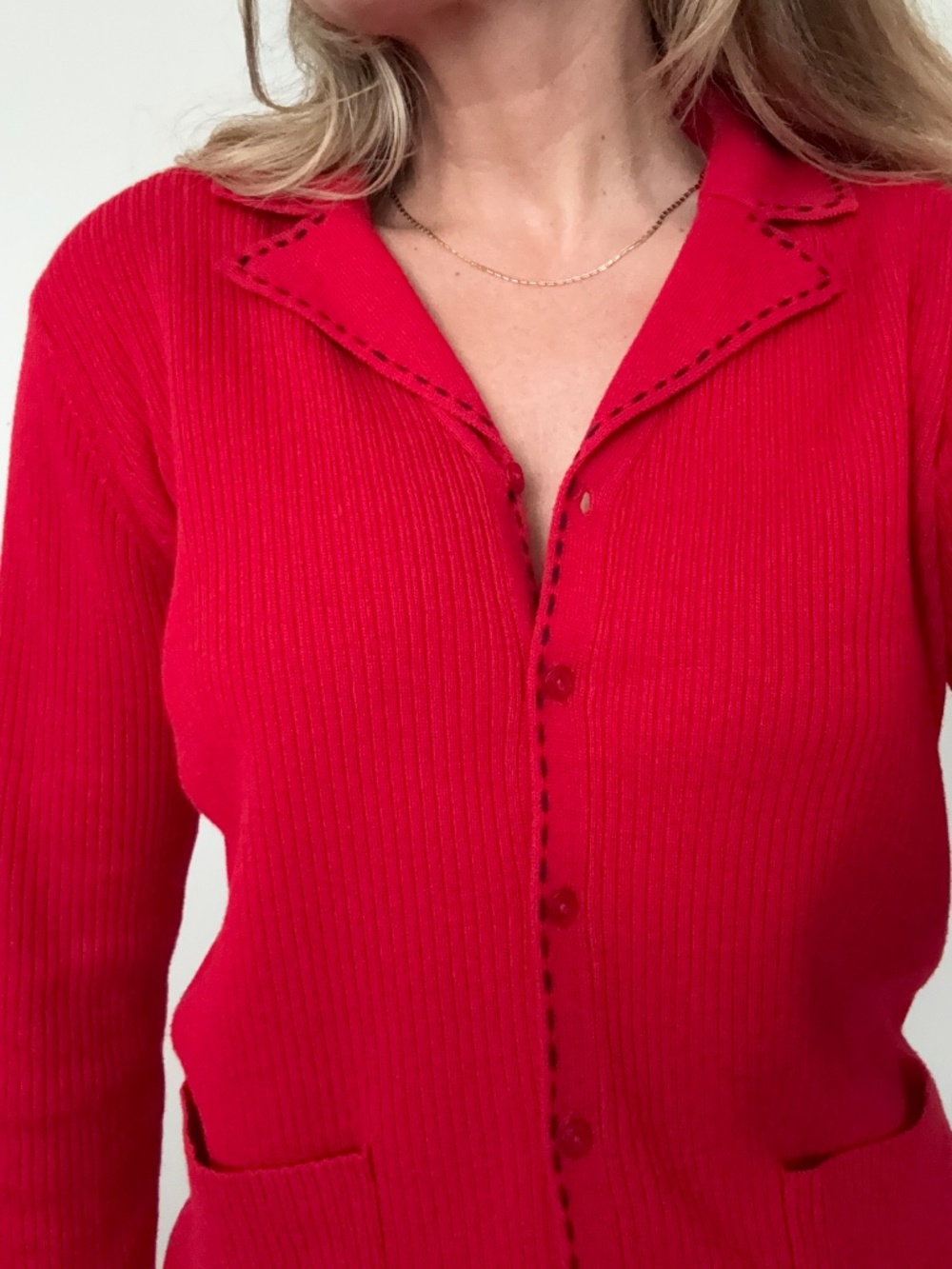 Vintage Ribbed Button Cardigan Sweater - Picture 4 of 5